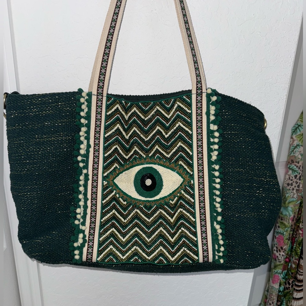 AMERICA&BEYOND EVERGREEN EVIL EYE TOTE